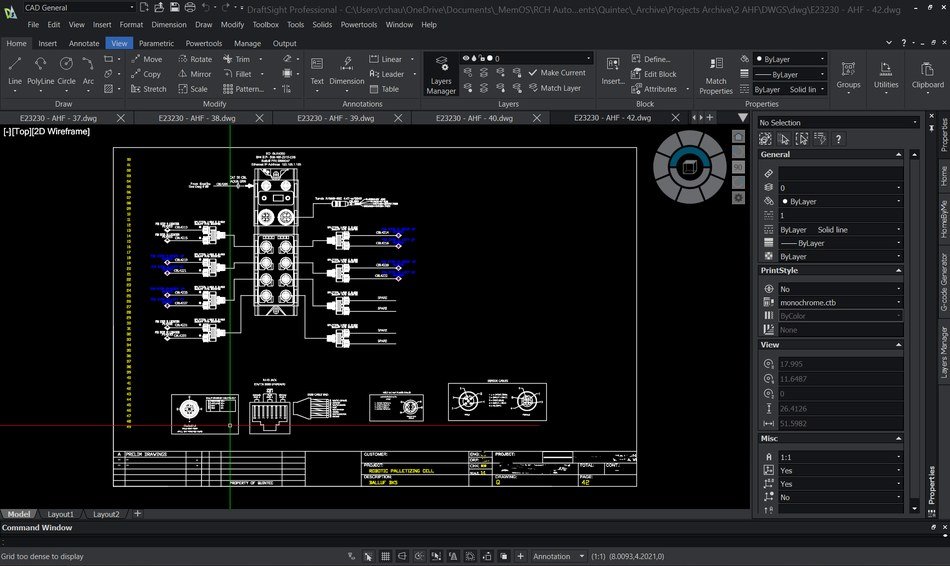 DraftSight with multiple drawing sheets of the same set open