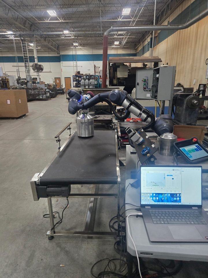 Robot programming at the bench — the other dialect I write in.