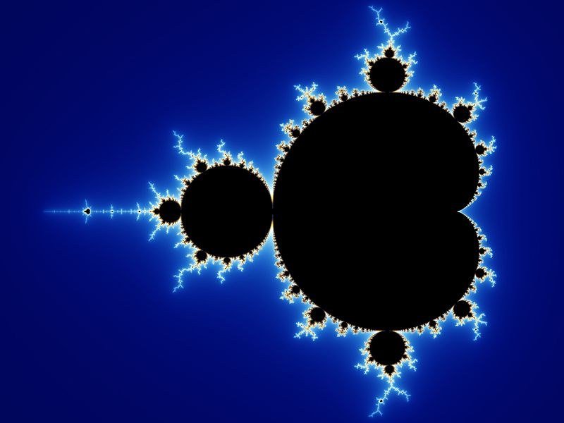 The Mandelbrot set rendered in blue and black